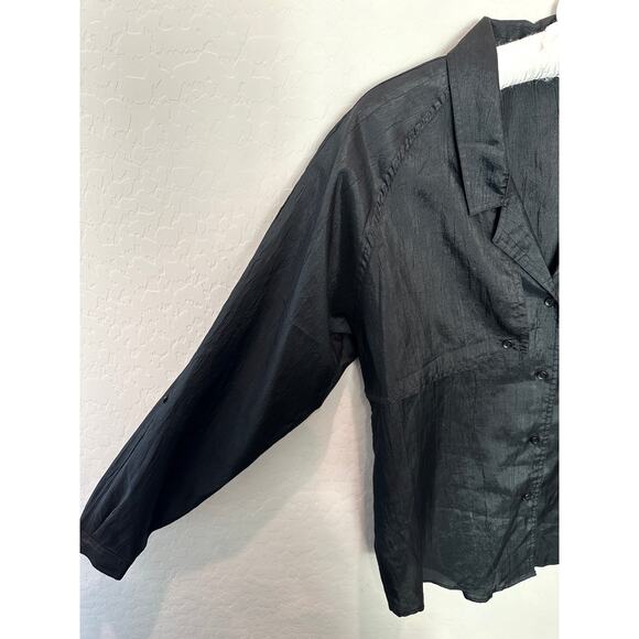DIANE VON FURSTENBERG Vintage Black Button-Up Blouse Minimalist Shirt | Size 8 - Picture 3 of 6